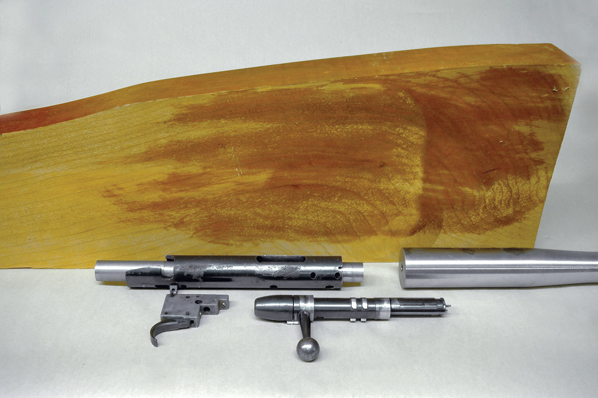 A pitted Remington M580 action will be turned on mandrel and made into rimfire metallic silhouette rifle.